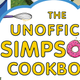 Cropped cover of The Unofficial Simpsons Cookbook, with the "o" in Simpsons being a pink donut.